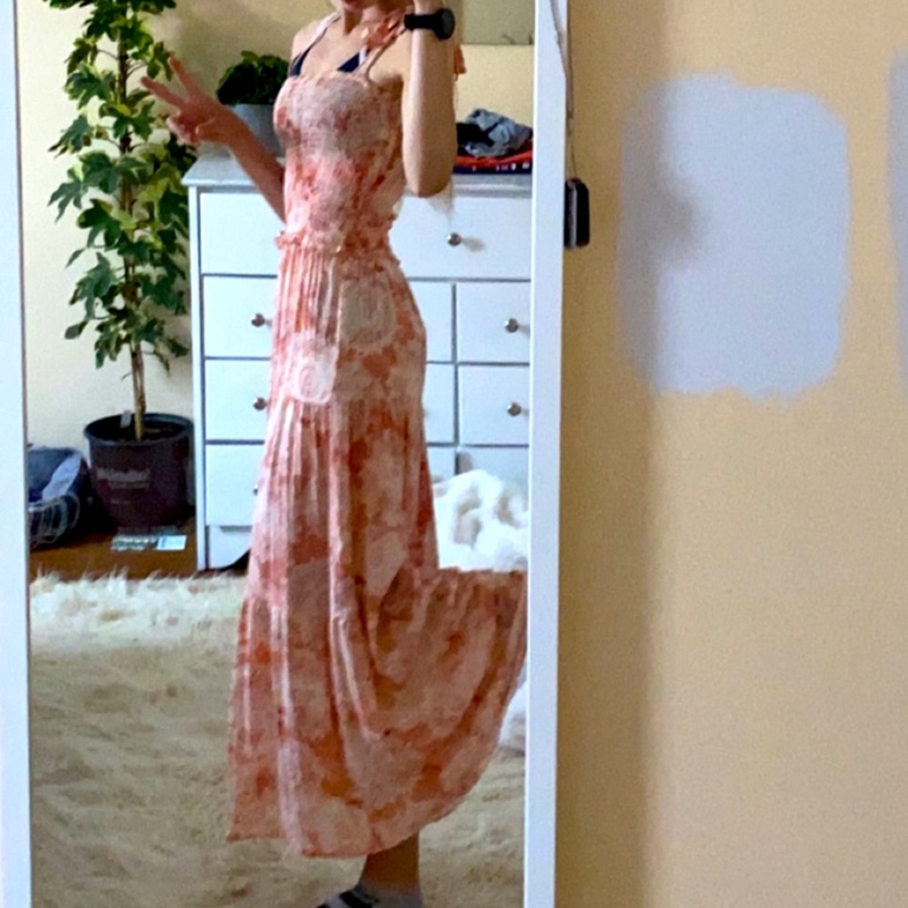 Hawaiian style peach dress from Julie & Joy, size small